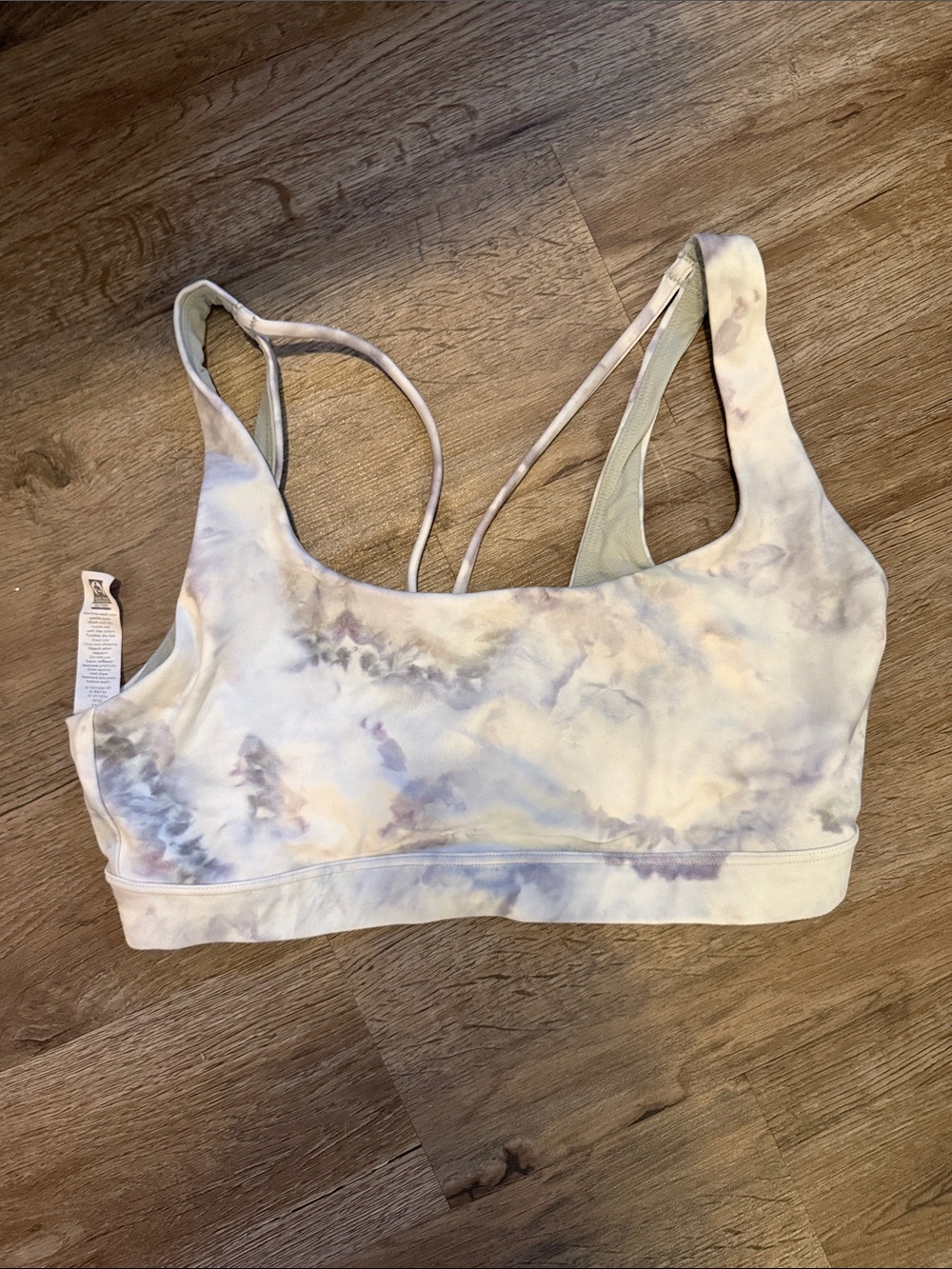 Athleta Light Pastel Tie-Dye Sports Bra in Cream and Pale Purple